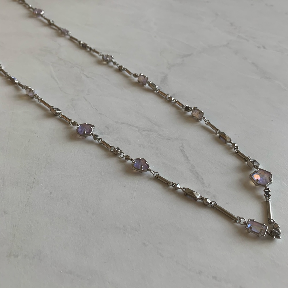 Kendra Scott Iridescent Silver Lilac Long Necklace